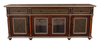 Elegant Distressed Console Table with Glass Cabinets