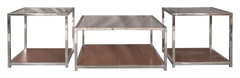 Modern Glass-Top Coffee Table Set – Center Table & Two Side Tables in Silver Finish