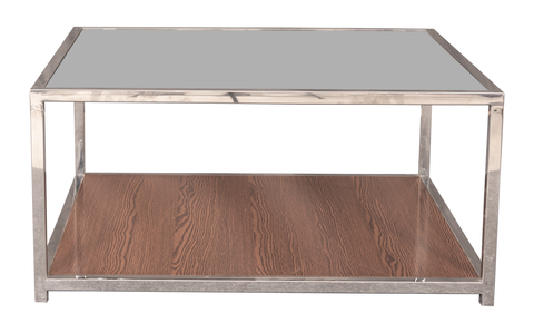Modern Glass-Top Coffee Table Set – Center Table & Two Side Tables in Silver Finish