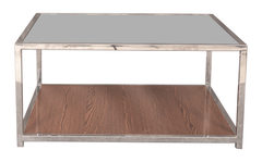 Modern Glass-Top Coffee Table Set – Center Table & Two Side Tables in Silver Finish