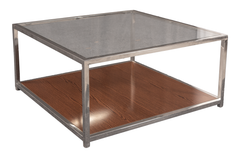 Modern Glass-Top Coffee Table Set – Center Table & Two Side Tables in Silver Finish