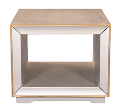 Modern Cube Table Set – Mirror Finish with Gold Trim