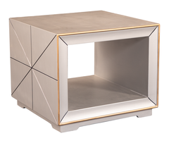 Modern Cube Table Set – Mirror Finish with Gold Trim