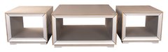 Modern Cube Table Set – Mirror Finish with Gold Trim