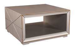 Modern Cube Table Set – Mirror Finish with Gold Trim