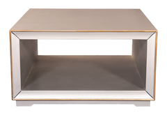 Modern Cube Table Set – Mirror Finish with Gold Trim