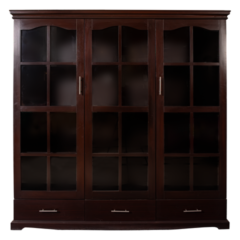 Heritage Glass Display Cabinet – Classic Wooden Storage with Glass Doors & Drawers