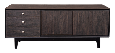 Modern Espresso Console Table with Sliding Cabinet
