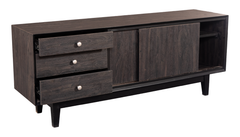 Modern Espresso Console Table with Sliding Cabinet