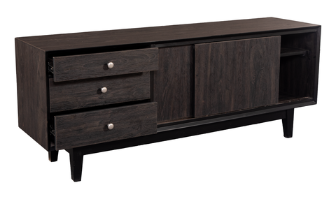 Modern Espresso Console Table with Sliding Cabinet