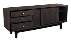 Modern Espresso Console Table with Sliding Cabinet