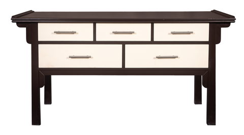 Two-Tone Console Table with Five Drawers