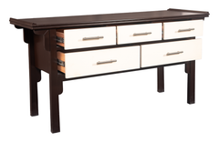 Two-Tone Console Table with Five Drawers