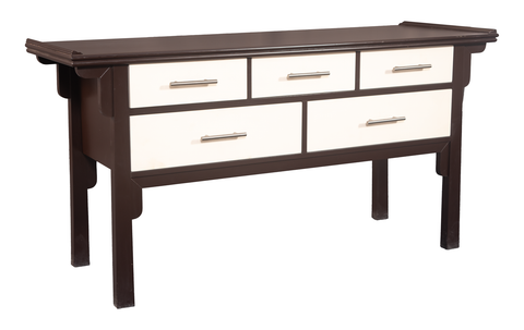 Two-Tone Console Table with Five Drawers