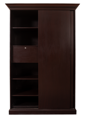 Classic Sliding Door Wooden Wardrobe – Matte Brown Finish