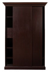Classic Sliding Door Wooden Wardrobe – Matte Brown Finish