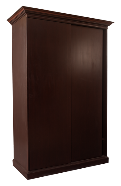 Classic Sliding Door Wooden Wardrobe – Matte Brown Finish
