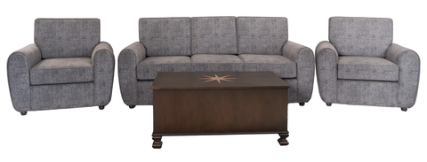 Modern 3-Piece Grey Sofa Set – 3-Seater with Two Single-Seater Armchairs
