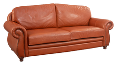 Classic Tan Original cow Leather Sofa Set – Three-Seater Sofa with Matching Armchairs