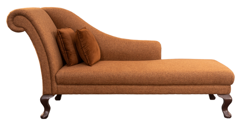 Sleek Lounger Wooden Chaise – Light Grey Upholstery & Curved Design