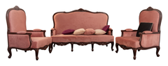 Vintage Rosewood Sofa Set – Shisham Wood Frame with Plush Upholstery