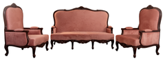 Vintage Rosewood Sofa Set – Shisham Wood Frame with Plush Upholstery