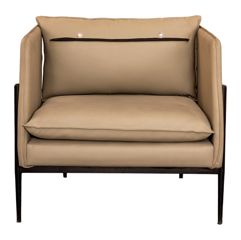Modern Armchair with Metal Frame and Loose Cushions