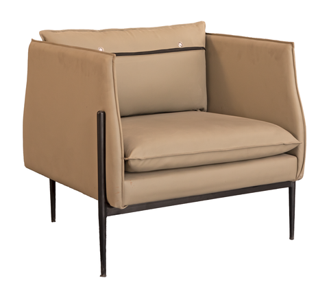 Modern Armchair with Metal Frame and Loose Cushions