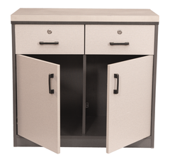 Modern Two-Toned Storage Cabinet with Locking Drawers
