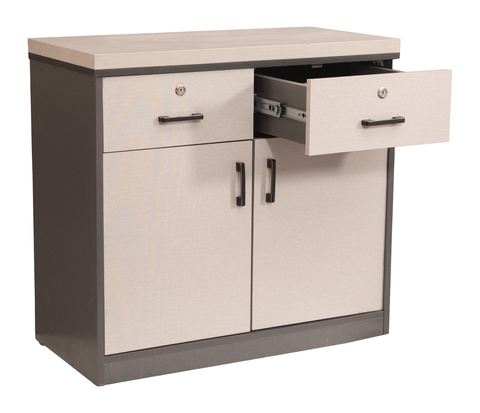 Modern Two-Toned Storage Cabinet with Locking Drawers