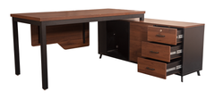 Modern L-Shaped Desk with Wood-Grain Storage