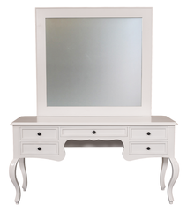 Modern White Vanity Desk with Mirror