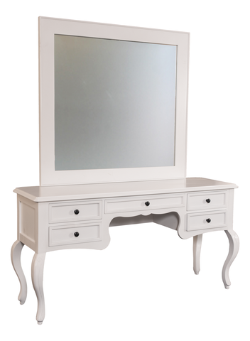 Modern White Vanity Desk with Mirror
