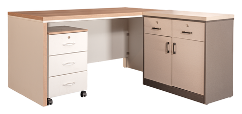 Modern Two-Toned L-Shaped Office Desk