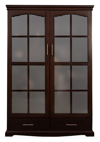 Vintage Wooden Display Cabinet with Glass Doors – Matte Brown Finish