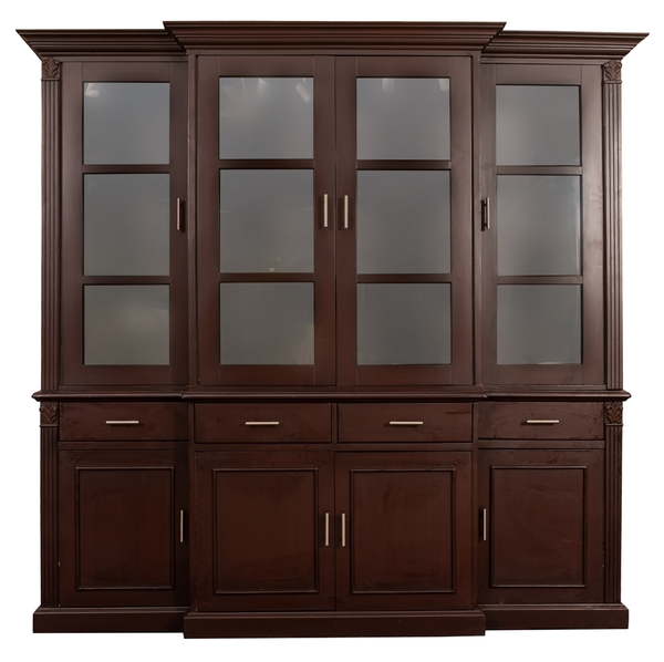 Grand Heritage Wooden Cabinet with Glass Doors – Elegant Brown Finish