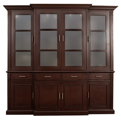 Grand Heritage Wooden Cabinet with Glass Doors – Elegant Brown Finish
