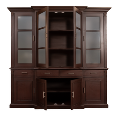 Grand Heritage Wooden Cabinet with Glass Doors – Elegant Brown Finish