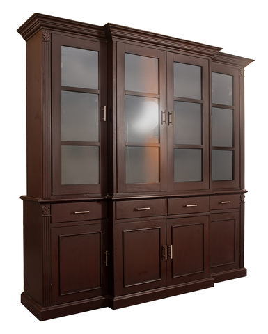 Grand Heritage Wooden Cabinet with Glass Doors – Elegant Brown Finish