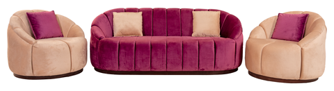 Modern Velvet Sofa Set – Dual Tone Plush Comfort with Accent Cushions