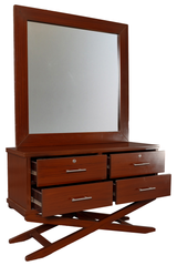 Modern 4-Piece Tufted King Size Bedroom Set in Blush Pink and Mahogany