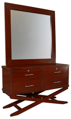 Modern 4-Piece Tufted King Size Bedroom Set in Blush Pink and Mahogany