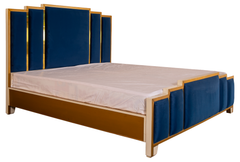 Royal Blue & Gold 4-Piece Velvet Bedroom Set