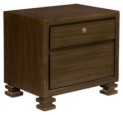 Modern Walnut Platform Bed with Dresser & Mirror