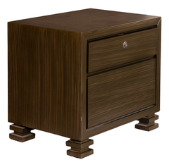 Modern Walnut Platform Bed with Dresser & Mirror