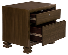 Modern Walnut Platform Bed with Dresser & Mirror