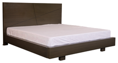 Modern Walnut Platform Bed with Dresser & Mirror