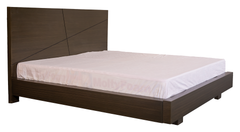 Modern Walnut Platform Bed with Dresser & Mirror