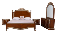 Imperial Classic Bedroom Set – Walnut & Gold Finish