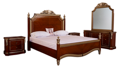 Imperial Classic Bedroom Set – Walnut & Gold Finish